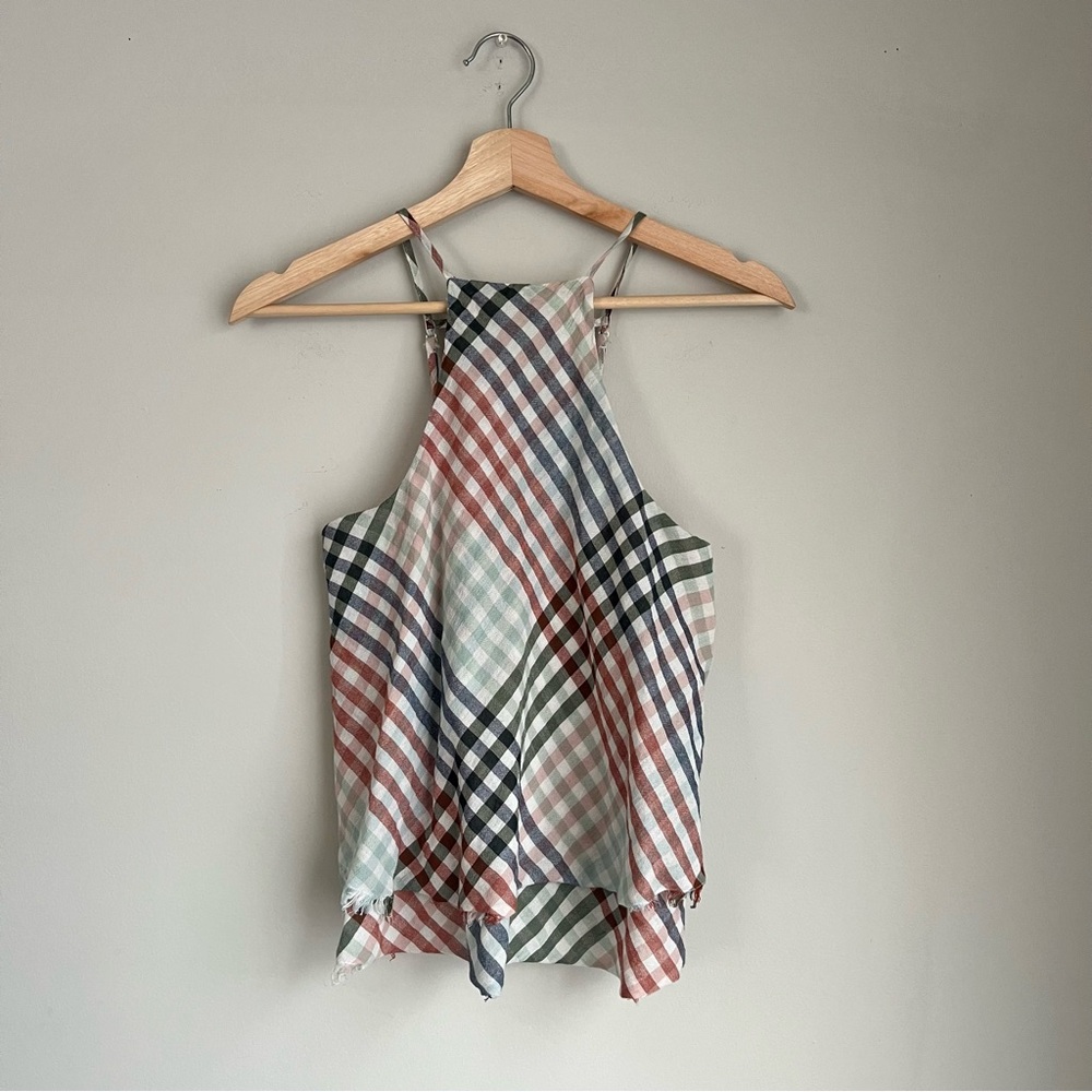 American Eagle Outfitters Plaid Multi-Color Halter Tank Top